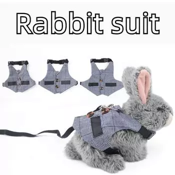 Маленький костюм для домашних животных, одежда для кроликов, жилет для кролика, комплект шлейки и поводка, свитер для котенка, наряды для маленьких животных для чихуахуа, котенка, мини-собаки и маленького размера S