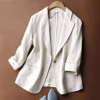 Маленький женский костюм весна-лето мода ретро повседневная куртка с рукавом три четверти S серый