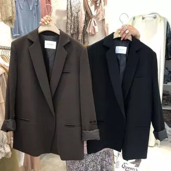 Маленький костюм Верхняя одежда Женская куртка K-стиль Формальная одежда Элегантная Весна и Осень Рабочая одежда Профессиональный Черный костюм Короткий Black XL