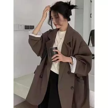 Маленький костюм верхняя одежда для женщин 2024 весна и осень новая мода корейский стиль элегантный свободный костюм преппи женская верхняя мода XL чёрный