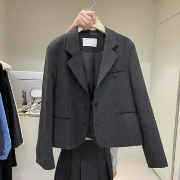 Маленький костюм верхняя одежда женская 2025 весна новое поступление K-стиль свободный модный элегантный необычный короткий костюм тренд Dark gray 2XL