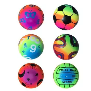Маленький кожаный мяч из ПВХ, детские игрушки, Радужный мяч, надувной пляжный мяч, детский сад, красочные волейбольные игрушки One Size