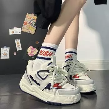 Маленький красный человек Американские ретро маленькие белые туфли осень-зима 2024 года обувь новый тренд нишевая оригинальная женская обувь повседневная обувь для скейтбординга 35