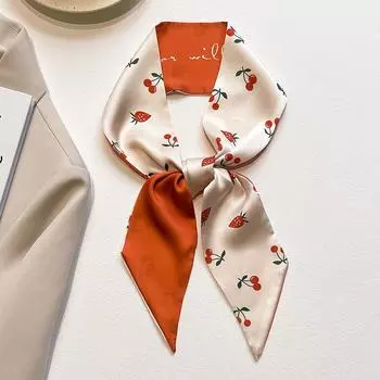 Маленький красный шелковый шарф-галстук красный/розовый