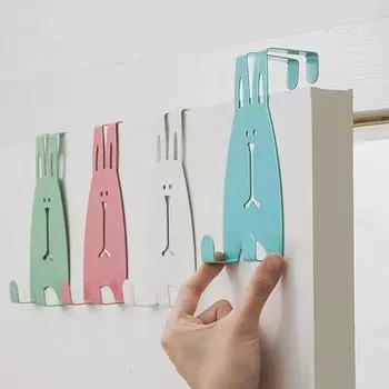 Маленький Кролик Дверной Крючок Креативный Кролик Дверной Крючок Нержавеющая Сталь Неперфорированный Настенный Крючок Для Шкафа Домашние Меблировки белый