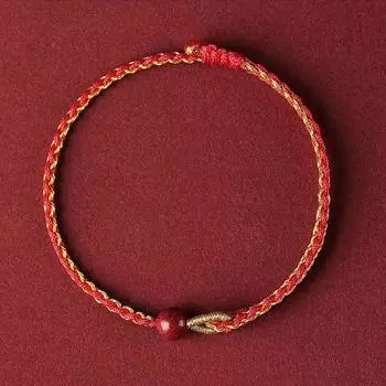 Маленький круглый браслет из бусин, летний, простой, маленький, красная веревка, ручная работа, регулируемая веревка, ювелирные изделия