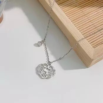 Маленький кулон с иероглифом «Чжун Фу», тыква, ожерелье с замком удачи и безопасности, простое и универсальное украшение на ключицу
