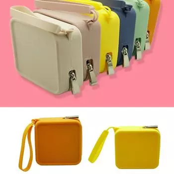 Маленький квадратный чехол для кистей для макияжа, силиконовый водонепроницаемый чехол для хранения кабеля наушников, карман для помады, косметичка бежевый