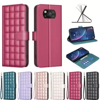 Маленький квадратный сетчатый чехол-кошелек из искусственной кожи с откидной крышкой и подставкой для Xiaomi Redmi 10, POCO X3, C31, 13C, Note 11, Note 12, Note 13... Redmi Note 9S белый