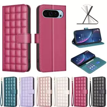 Маленький квадратный сетчатый чехол-кошелек из искусственной кожи с откидной крышкой и подставкой для Google Pixel 8, Pixel 8a, Pixel 8 Pro, Pixel 9, Pixel 9 Pro Google Pixel 9 Pro белый