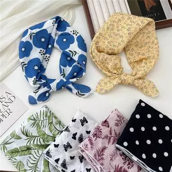 Маленький квадратный шарф из хлопка и льна, шелковый шарф, женский, весна и осень, новый стиль, художественный и универсальный, модный, темпераментный шарф-повязка на голову 55*55cm