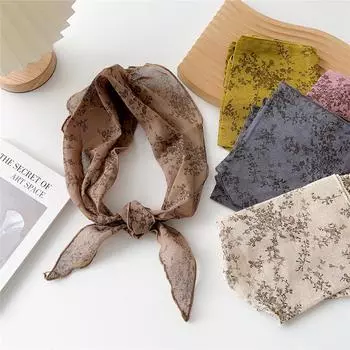 Маленький квадратный шарф из хлопка и льна, шелковый шарф, женский, весна и осень, новый стиль, художественный и универсальный, модный, темпераментный шарф-повязка на голову 60*60*100cm