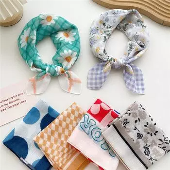 Маленький квадратный шарф из хлопка и льна, шелковый шарф, женский, весна и осень, новый стиль, художественный и универсальный, модный, темпераментный шарф-повязка на голову 58*58cm