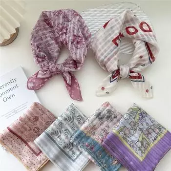 Маленький квадратный шарф из хлопка и льна, шелковый шарф, женский, весна и осень, новый стиль, художественный и универсальный, модный, темпераментный шарф-повязка на голову 58*58cm