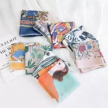 Маленький квадратный шарф из хлопка и льна, шелковый шарф, женский, весна и осень, новый стиль, художественный и универсальный, модный, темпераментный шарф-повязка на голову 58*58cm