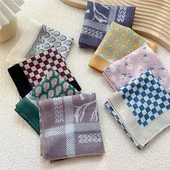 Маленький квадратный шарф из хлопка и льна, шелковый шарф, женский, весна и осень, новый стиль, художественный и универсальный, модный, темпераментный шарф-повязка на голову 58*58cm