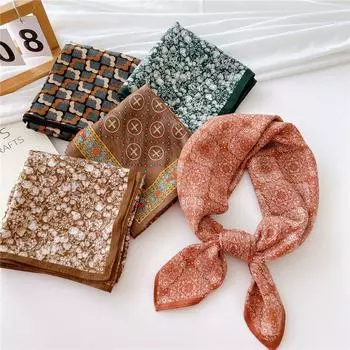 Маленький квадратный шарф из хлопка и льна, шелковый шарф, женский, весна и осень, новый стиль, художественный и универсальный, модный, темпераментный шарф-повязка на голову 63*63cm