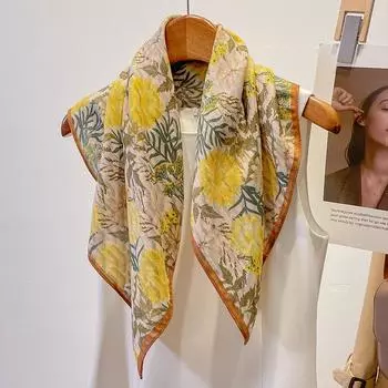 Маленький квадратный шарф с цветочным темпераментом, многофункциональный декоративный шарф, модный шарф 68x68cm