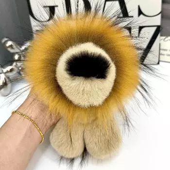 Маленький лев плюшевый рюкзак аксессуары кулон настоящий кролик рекс брелок кулон кукла кукла сумка кулон