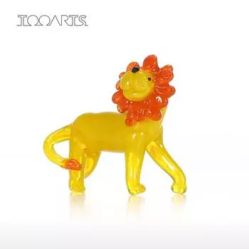 Маленький Лев Стеклянный Орнамент Статуя Животного Статуэтка Ручной Выдувное Стекло Искусство Домашний Декор