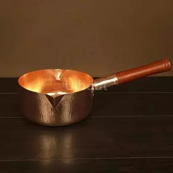 Маленький медный горшок для масла Деревянная ручка для снега Электромагнитная газовая плита для западной кухни Медный горшок Молочный горшок из чистой красной меди