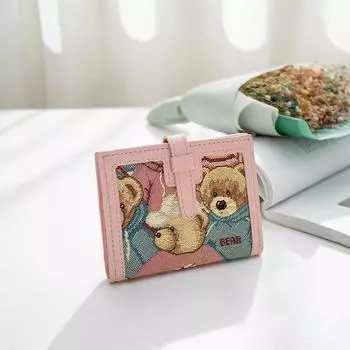 Маленький медведь 2024 жаккардовый холст кошелек с несколькими отделениями для монет и карт для женщин