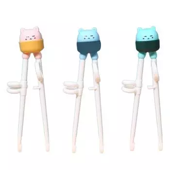 Маленький медведь Малыш Обучение Обучение Палочки Для Еды Милый Мультфильм Дети Обучение Еде Помощник Дети синий