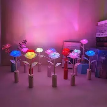 Маленький медведь Роза Атмосфера Ночной светильник Креативные декоративные настольные украшения Подарок на День святого Валентина Рождественские подарки