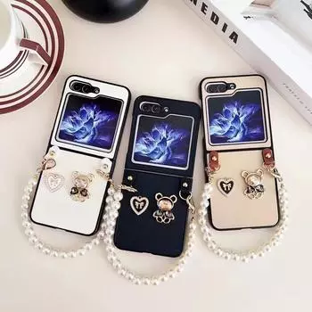 Маленький Медвежонок Любовь Жемчужный Браслет Чехол для телефона Samsung/Huawei/OPPO/Xiaomi zflip3