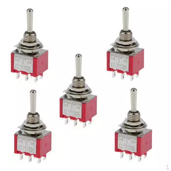 Маленький мини-тумблер включения/выключения, 6-контактный, модель железной дороги SPST, красный, упаковка из 5 шт.