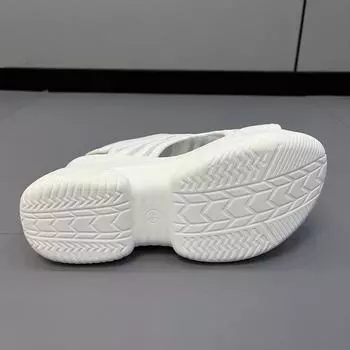 Маленький мужчина в высококачественных вязаных туфлях спортивного стиля, женские новые модные тенденции 2024 года, белые римские сандалии 35 белый