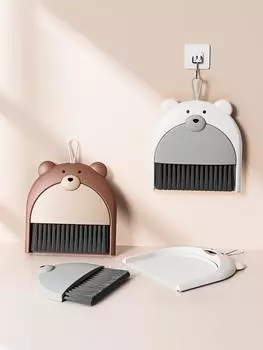 Маленький набор совков для мусора с изображением плюшевого медведя, настольная мусорная лопата для дома, маленький складной мини-совок жёлтый