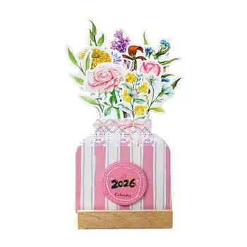 Маленький настольный календарь 2025-2026 на 24 месяца, цветочный настольный календарь, мини-календарь с откидными страницами, декоративный цветочный календарь для дома и офиса A