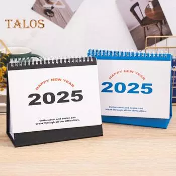 Маленький настольный календарь 2025 года, перекидной настольный календарь, ежемесячный планировщик, органайзер для управления временем для домашнего офиса и школы синий