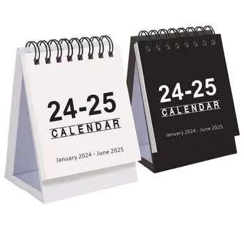 Маленький настольный календарь на 18 месяцев с января 2024 г. по июнь 2025 г., двухпроводной переплет, портативный настольный календарь для дома, офиса и школы