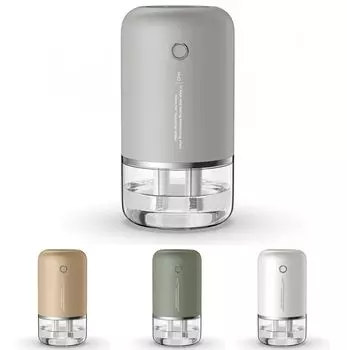 Маленький настольный ультразвуковой увлажнитель воздуха объемом 400 мл. Не требует подачи воды до 12 часов. Может использоваться как с аккумуляторными, так и с сетевыми источниками питания.