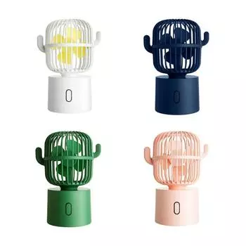 Маленький настольный USB-вентилятор Cactus Mini Handheld Table Перезаряжаемый 80-градусный автоматический поворот Портативные вентиляторы 3 скорости ветра синий