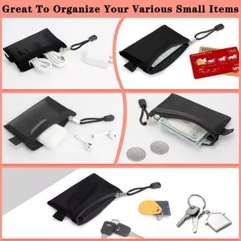 Маленький нейлоновый сетчатый кошелек для монет, сумка для ключей, губной помады, бизнес-держатель для хранения кредитных карт, сумка для денег, наушников, сумка для передачи данных