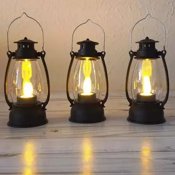 Маленький ночник, винтажный светодиодный светильник, теплый белый на батарейках, античный металл, украшения на Хэллоуин, декор для наружного освещения на Хэллоуин, свет на Хэллоуин One Size чёрный