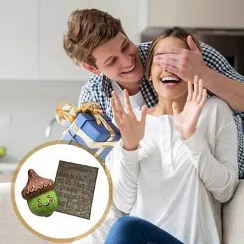 Маленький ореховый подарок, позитивный эмоциональная поддержка, фигурка из ореха из дуба, подарок дружбы, карманный вдохновляющий орех, вдохновляющие подарки для любимых зелёный