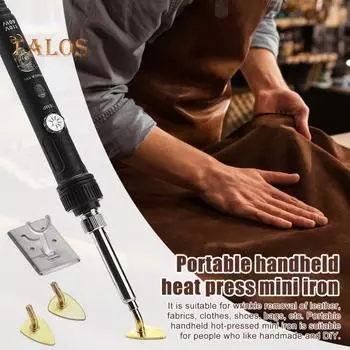Маленький паяльник для шитья винила, портативный ручной термопресс, мини-утюг с регулировкой температуры, идеально подходит для одежды из кожи и ткани своими руками чёрный