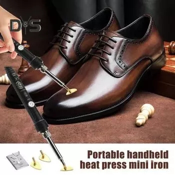 Маленький паяльник для шитья винила, портативный ручной термопресс, мини-утюг с регулировкой температуры, идеально подходит для одежды из кожи и ткани своими руками чёрный