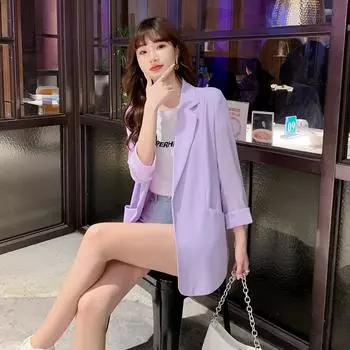 Маленький пиджак женский тонкий дизайн sense ниша 2024 лето новый интернет знаменитость маленький повседневный шифоновый костюм S фиолетовый