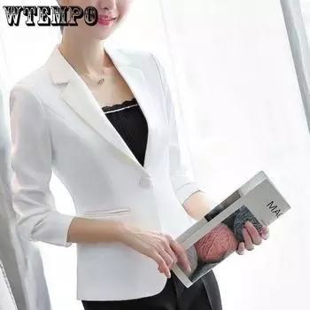 Маленький пиджак, женский весенне-летний однотонный модный верхний костюм, формальный костюм, топ S белый