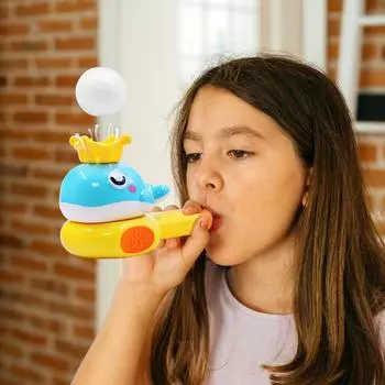 Маленький плавающий шарик с рогом, игрушка для упражнений для детей и малышей, может выдувать рот, тренировать мышцы, игрушка для раннего образования
