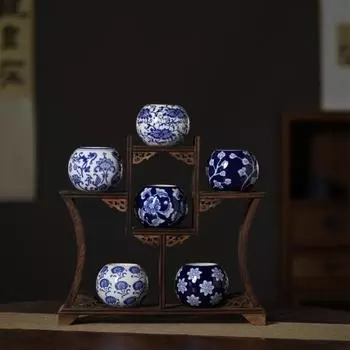 Маленький подсвечник из синего и белого фарфора, новый свадебный подсвечник в китайском стиле, креативное украшение для дома, керамические украшения для подсвечников Type A