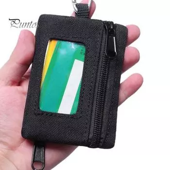 Маленький подвесной мешочек для хранения монет, застежка-молния, миниатюрный портативный многоцелевой органайзер для хранения монет чёрный