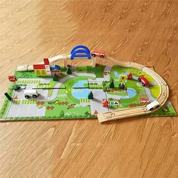 Маленький поезд, автомобиль, деревянная игрушка, игровой домик, детская развивающая игрушка, строительный блок, игрушка