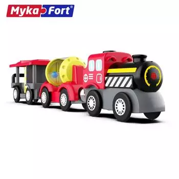 Маленький поезд, деревянная дорожка, электрическая игрушка, праздничный автомобиль Simon, детская деревянная образовательная собранная игрушечная машина 91006