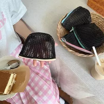 Маленький прозрачный сетчатый кошелек для монет, контрастная по цвету молния, косметичка для губной помады, маленькая сумка для хранения, брелок для наушников, чехол